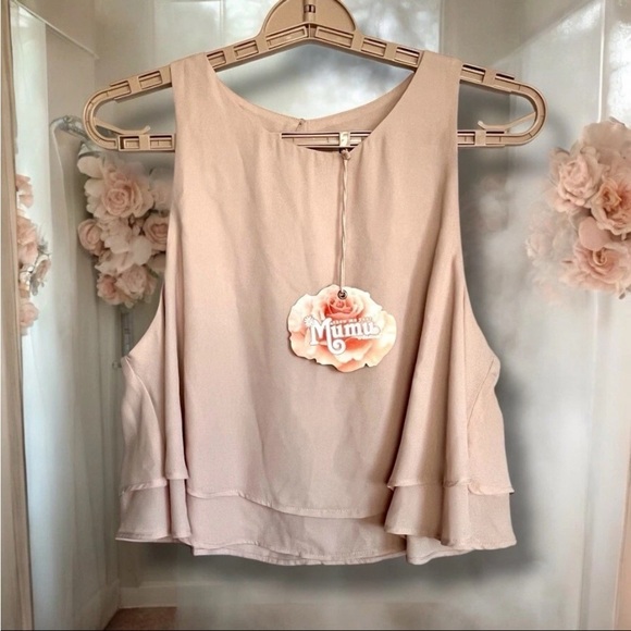 Show Me Your Mumu King Crop Top Pink Flounced Layered SZ L Bridal NWT READ - Picture 3 of 14
